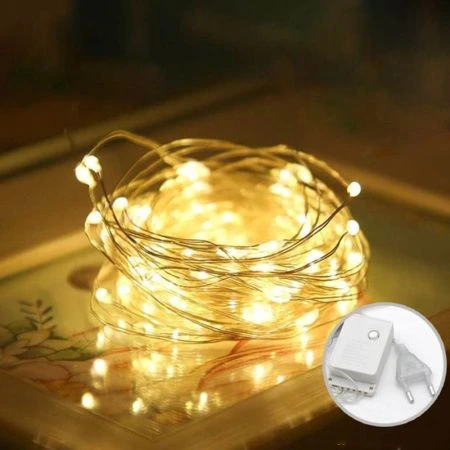 Гирлянда светодиодная Нить 10м 100LED теплый белый 8 режимов GN19 (100)