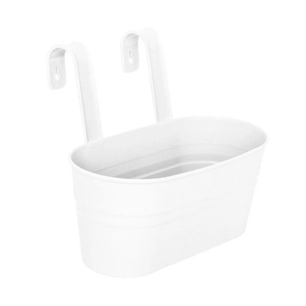 Кашпо настенное 300*200*250мм пластик Ведро большое Раттан белое (5)