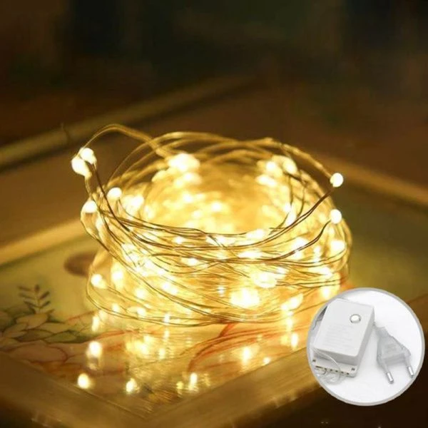 Гирлянда светодиодная Нить 10м 100LED теплый белый 8 режимов GN19 (100)