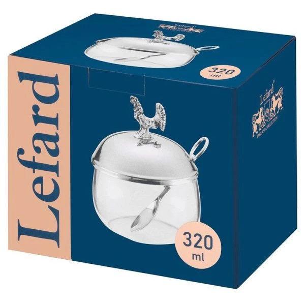 Емкость для хранения 320мл нерж.сталь/стекло ОХОТА с ложкой (48)