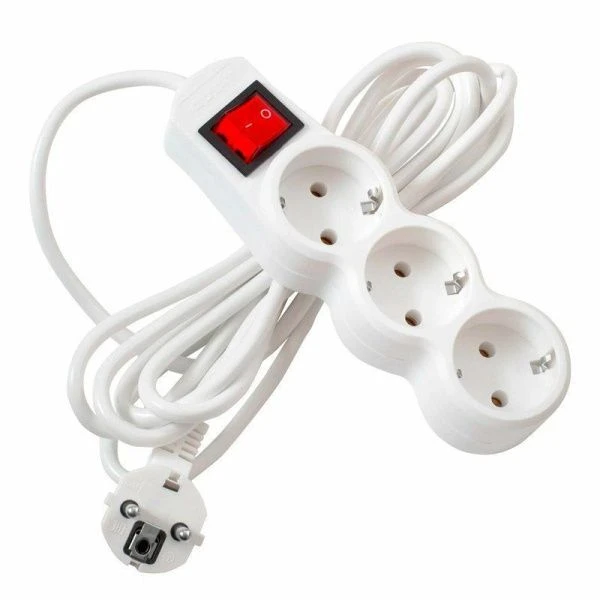 Удлинитель 3 гнезда пластик 3м 0,75кв.мм 10А ПВС с зазем, выкл-ем СТАРТ белый (20)