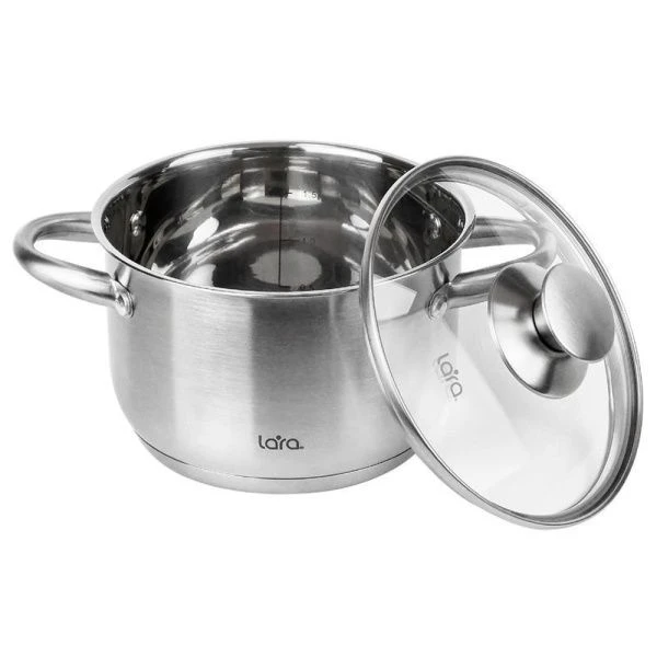 Кастрюля 3,9л 20*12,5см нерж.сталь АФИНА стекл. крышка капсулированное индукционное дно LR02-268