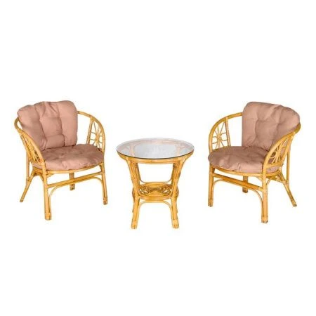 Набор мебели натур.ротанг Багамы Мини (2 кресла, стол 60см) медовый, бежевый CV-14H (1)