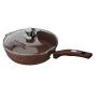Сковорода 22см алюминий АП ГРАНИТ BROWN несъемная ручка стекл.крышка (5)