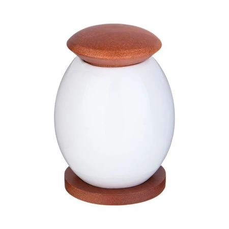 Банка для сыпучих продуктов 12см фарфор Native с дер.крышкой на дер.подставке (36)