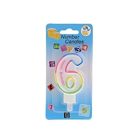 Свеча в торт парафин Цифра 6 С Днем рождения NM-10 (12)