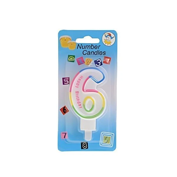 Свеча в торт парафин Цифра 6 С Днем рождения NM-10 (12)