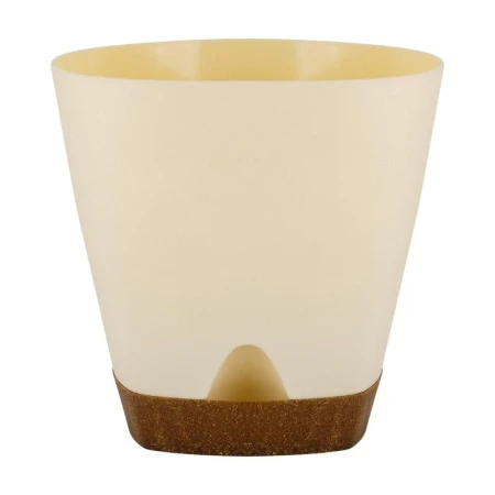 Горшок для цветов 4л 200мм пластик WOOD с прикорневым поливом сливочный/бук (6)