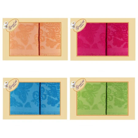 яяяНабор полотенец 2пр 48*90/68*135 махровых Бабочка подар.уп. GS-H38