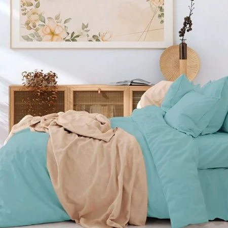 КПБ евро поплин 100%хлопок Butterfly однотон. (пр.215*240, под.215*200, нав.70*70*2) Аквамарин