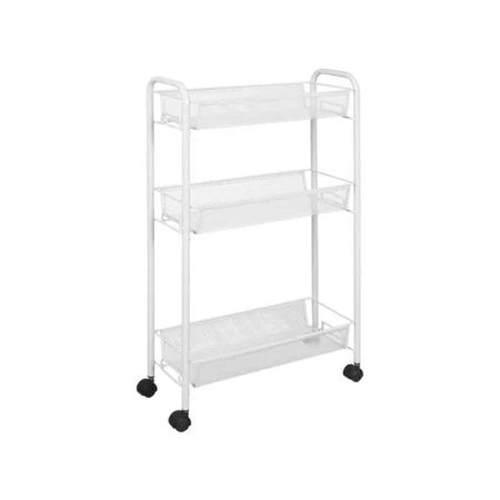 Этажерка 3 секции 44*17*75,5см металл ЛАДЬЯ 1К графит на колесах узкая (1)