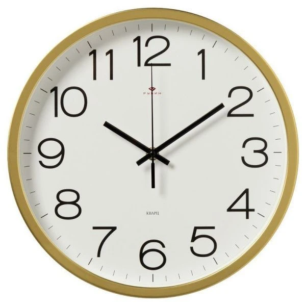 Часы настенные 30см пластик РУБИН Классика золотой (10)