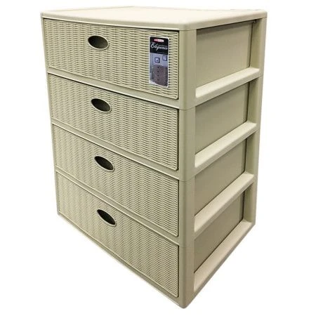 Комод 4-х секционный 55*41*78см пластик ЭЛЕГАНС бежевый прямоугольный (1)