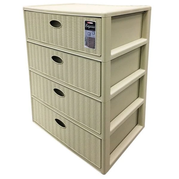 Комод 4-х секционный 55*41*78см пластик ЭЛЕГАНС бежевый прямоугольный (1)