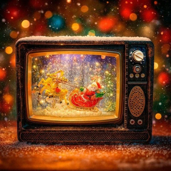 Фонарь новогодний музык.со снегом и водой Телевизор 20*24,5*9см usb,от батареек(в компл.не входят (8