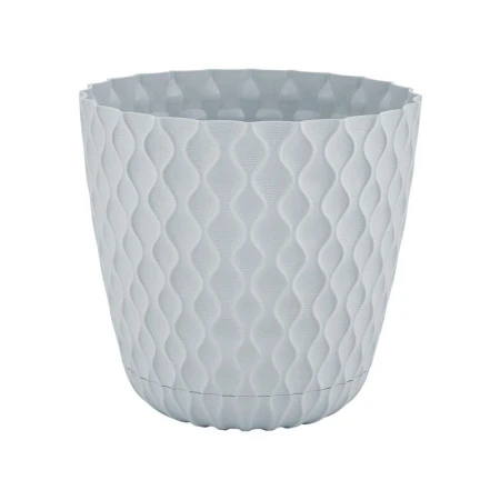 Горшок для цветов 650мл 11,5см пластик Wave с дренажной сеткой, съем.поддоном утренний туман (12)