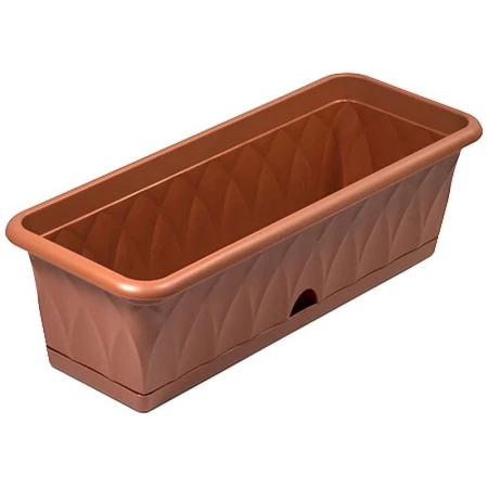 Балконный ящик 576*228*174мм пластик СИЕНА с поддоном терракот С173-03-ТЕР (5)