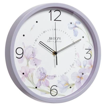 Часы настенные 30см пластик РУБИН Ирисы сиреневый (10)