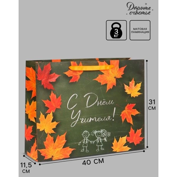 Пакет ламинированный 40*31*11,5см горизонтальный С Днем Учителя!