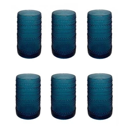 Стаканы набор 6шт 400мл стекло Jupiter Fortessa высокие синий (А199)(А196)