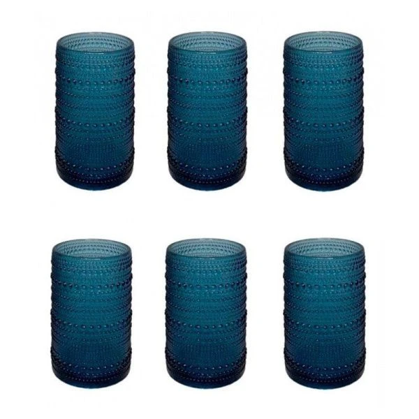 Стаканы набор 6шт 400мл стекло Jupiter Fortessa высокие синий (А199)(А196)