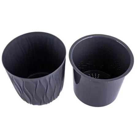 Горшок для цветов 11,2л d26,5см h25,8см пластик Desert с дренажной вставкой серый (3)