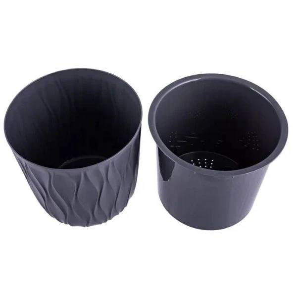 Горшок для цветов 11,2л d26,5см h25,8см пластик Desert с дренажной вставкой серый (3)