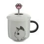 Кружка 400мл фарфор с крышкой мет.ложкой Мяу 4 вида подар.уп. (60)