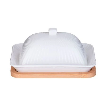 Масленка фарфор Native на дер.подставке (16)