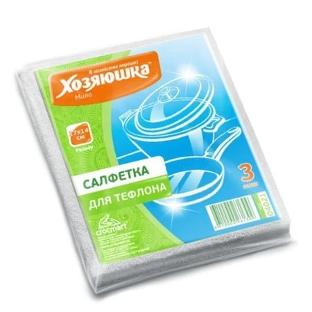 Салфетка для тефлона 3шт 170*140 фиброволокно ХОЗЯЮШКА Мила (45)