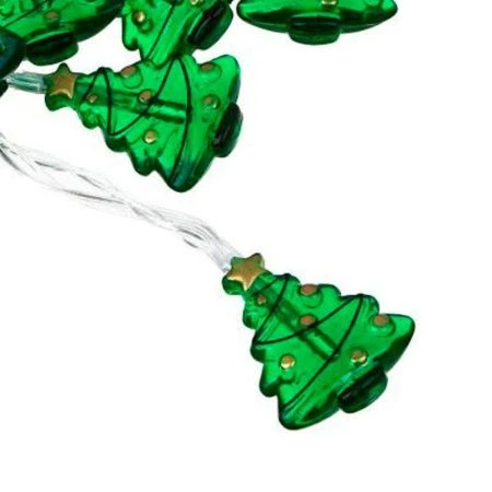 Гирлянда эл 2м с насадками Зеленая елка  , 10LED, шампань, пост.свеч., ПВХ прозр., 2хАА  СНОУ БУМ