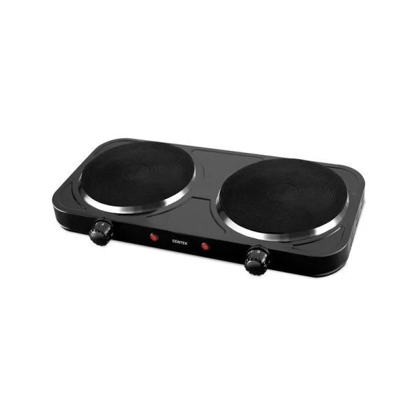 Плитка электрическая металл Centek CT-1507 черн. 2000Вт 2 конфорки ЧУГУН 155мм, индикатор работы (6)
