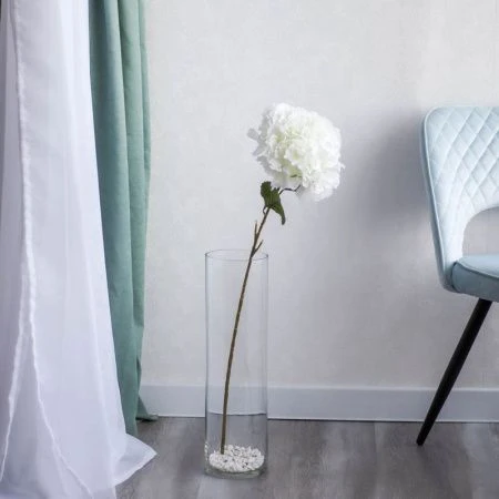 Цветы искусственные Гортензия белая 85см 25см пластик A34 (100/400)