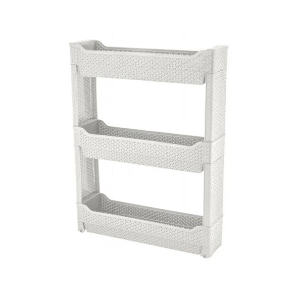 Этажерка 3 секции 59,5*13,5*69см пластик Wenge светло-серый узкая (5) 221307721/03