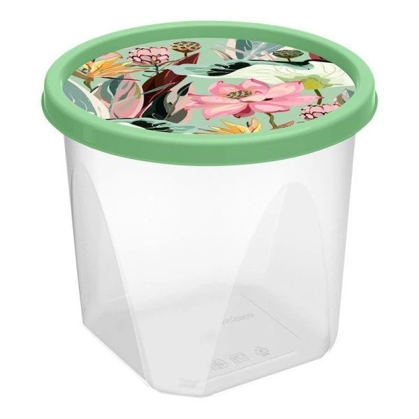 Контейнер пищевой 1,75л пластик БОТАНИКА круглый зеленый (16) 222133218/08