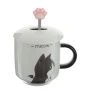 Кружка 400мл фарфор с крышкой мет.ложкой Мяу 4 вида подар.уп. (60)