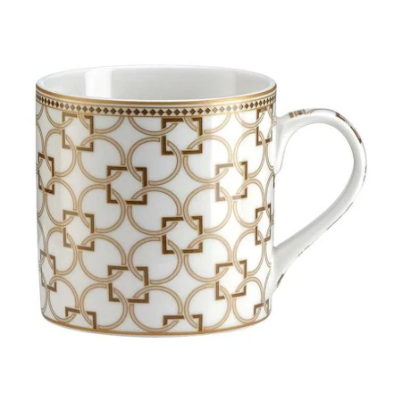 Кружка 400мл фарфор Deco бело-бежевая с золотистым кантом Круги и квадраты подар.уп. PM-0123/DECO (1