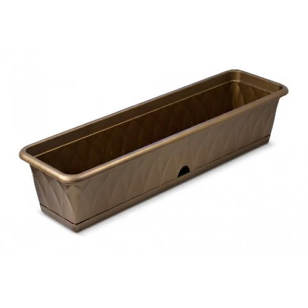 Балконный ящик 809*228*174мм пластик СИЕНА с поддоном золотой С174-03-ЗОЛ (5)