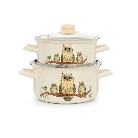 Набор кастрюль 2пр 2/3л эмаль СОВЫ стек.кр (1)