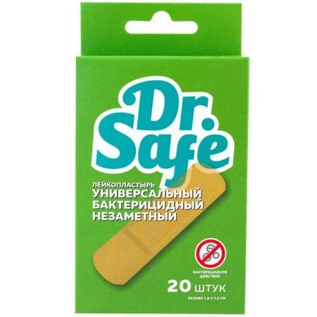 Пластырь бактерицидный на синтетич. основе 20шт прозрачный Dr.Safe 1,9*7,2см №20  (88)