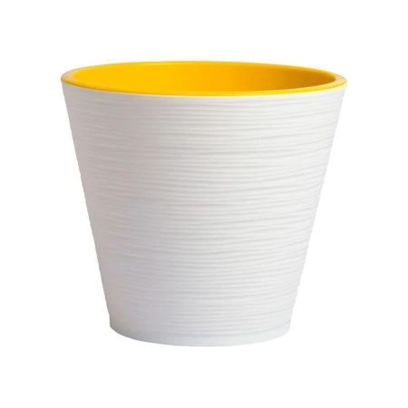 Горшок цветочный 1,3л 14,5см пластик КОНУС с вкладкой белый (23)