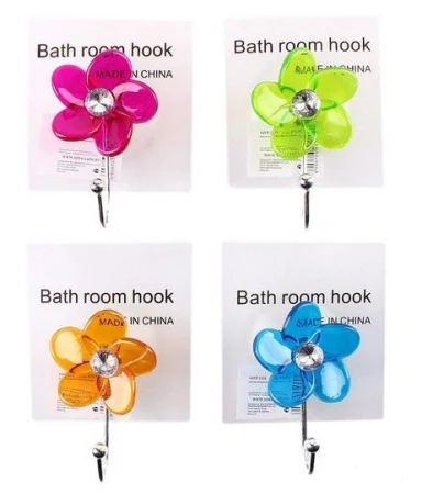 яяяКрючок на присоске ЦВЕТОК пластик, стразы микс 672395 (360)