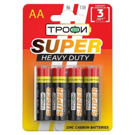 Батарейки набор 4шт Трофи SUPER HEAVY DUTY Zinc R6-4BL (40)