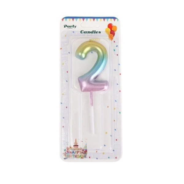 Свеча в торт парафин Цифра 2 градиент KL-5 (12/720)