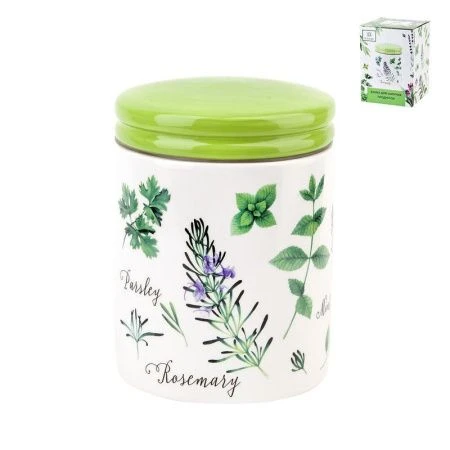 Банка для сыпучих продуктов  630мл 10*10*13см керамика ДУШИСТЫЕ ТРАВЫ с клипсой (36)