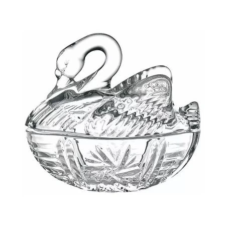 Икорница 13,5*8,5см стекло ЛЕБЕДЬ с крышкой X09 (36)