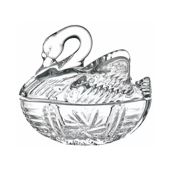 Икорница 13,5*8,5см стекло ЛЕБЕДЬ с крышкой X09 (36)