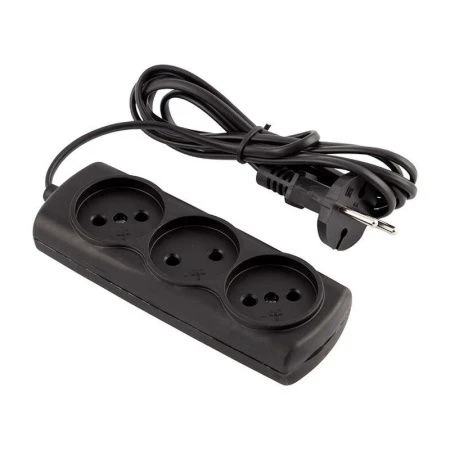 Удлинитель 3 гнезда пластик 1,7м 0,75кв.м 6А ШВВП Эконом черный ENGY (60)