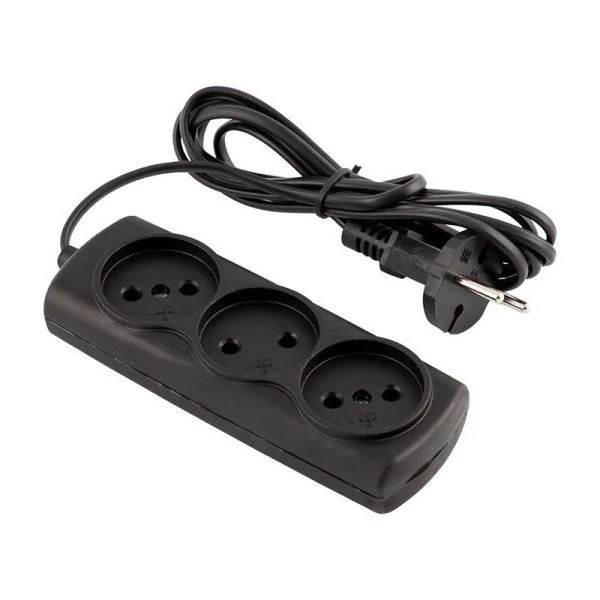 Удлинитель 3 гнезда пластик 1,7м 0,75кв.м 6А ШВВП Эконом черный ENGY (60)