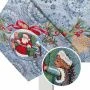 Скатерть новогодняя 160*300см гобелен ННОВОГОДНИЕ ЯГОДЫ серо-голубой фон